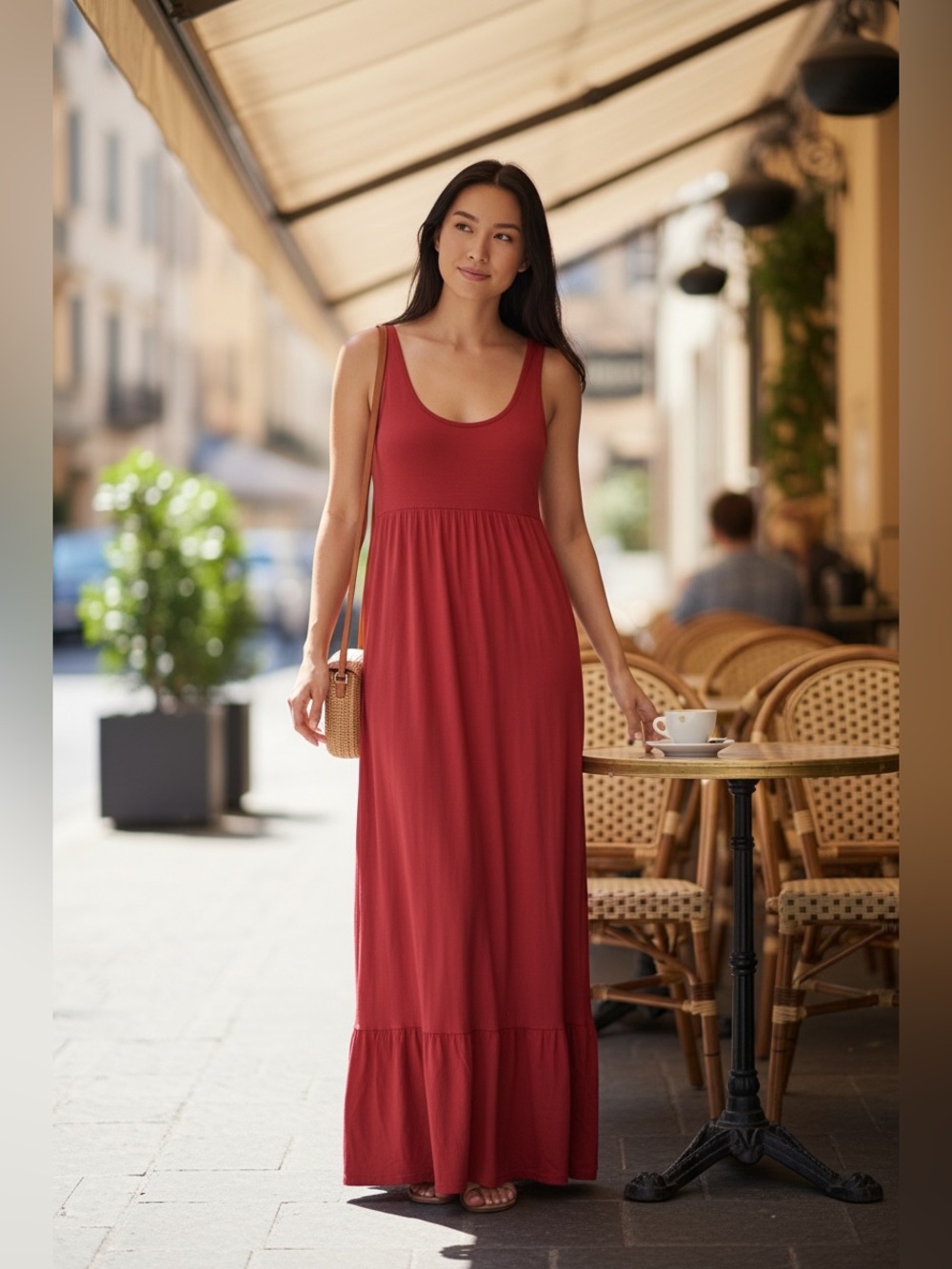 Old Navy Rust Red Sleeveless Racerback Maxi Dress Small